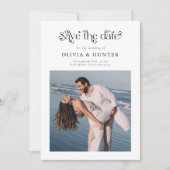 Retro Typografie Black and White Wedding Save The Date (Vorderseite)