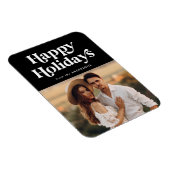 Retro Typografie Black Happy Holidays Foto Magnet (Rechte Seite)