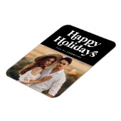 Retro Typografie Black Happy Holidays Foto Magnet (Linke Seite)