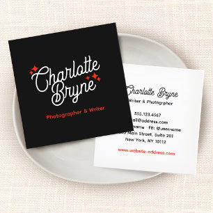 Retro Typografie Black Red Quadratische Visitenkarte