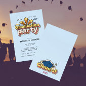 Retro Typografie Blauer Abschluss Farbiges Party Einladung