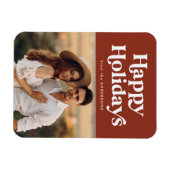 Retro Typografie Brown Happy Holidays Foto Magnet (Horizontal)