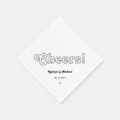 Retro Typografie Cheers! Schwarz-Weiß-Hochzeit Serviette (Ecke)