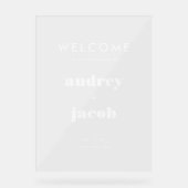 Retro Typografie Elegante Hochzeit Willkommen Acrylschild (Vorderseite)