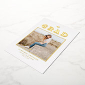 Retro Typografie Foto Abschluss Gold Folieneinladung (Gedreht)