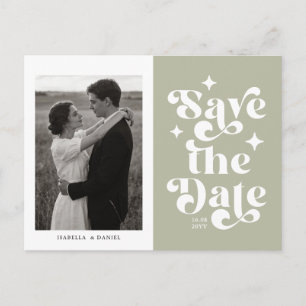 Retro-Typografie Foto Hochzeit Save The Date Postkarte