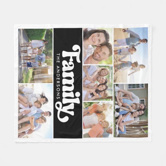 Retro Typografie FotoCollage Fleecedecke (Vorderseite (Horizontal))