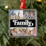 Retro Typografie FotoCollage Ornament Aus Metall<br><div class="desc">Moderne Foto Keepake-Ornament</div>