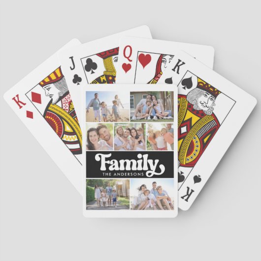 Retro Typografie FotoCollage Spielkarten (Rückseite)