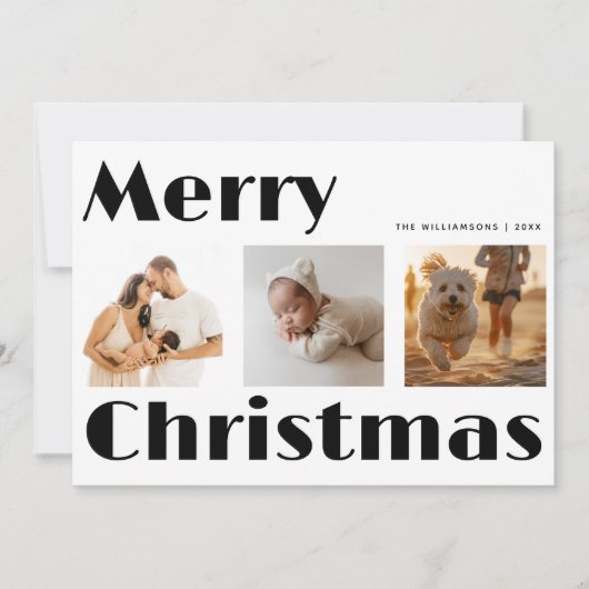 Retro Typografie Frohe Weihnachten 3 FotoCollage (Vorderseite)