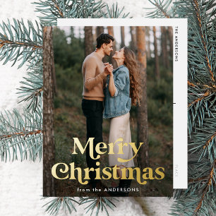 Retro Typografie Frohe Weihnachts-Foto Folien Feiertagspostkarte