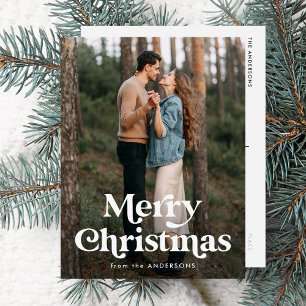 Retro Typografie Frohe Weihnachts-Foto Postkarte