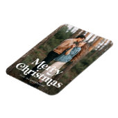 Retro Typografie Frohe Weihnachtsfeiertage Foto Magnet (Linke Seite)