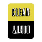 Retro-Typografie-Geschirrspüler in Gelb und Schwar Magnet (Vertikal)