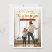 Retro Typografie Groovy Frohe Weihnachts-Foto Feiertagskarte (Vorderseite)