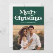 Retro Typografie Grün Frohe Weihnachten Foto (Vorderseite)