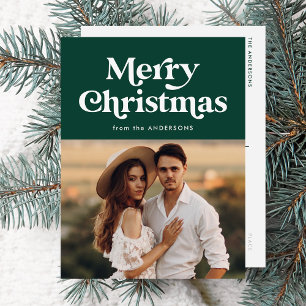 Retro Typografie Grün Frohe Weihnachten Foto
