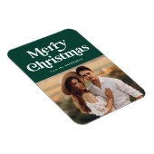 Retro Typografie Grün Frohe Weihnachten Foto Magnet (Rechte Seite)
