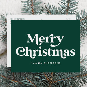 Retro Typografie Grün frohe Weihnachten Non-Foto