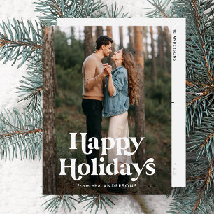 Retro Typografie Happy Holidays Foto Feiertagspostkarte