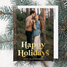 Retro Typografie Happy Holidays Foto Folien Feiertagspostkarte