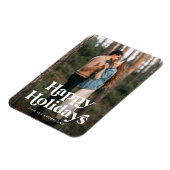 Retro Typografie Happy Holidays Foto Magnet (Linke Seite)
