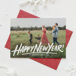 Retro Typografie Happy New Year Foto Overlay Feiertagskarte