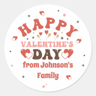 Retro Typografie Happy Valentine Day Family Name Runder Aufkleber