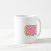 Retro-Typografie-Kaffeetasse mit guten Vibes Kaffeetasse (VorderseiteRechts)