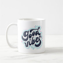 Retro-Typografie-Kaffeetasse mit guten Vibes