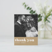 Retro Typografie Kraft Papier Hochzeit Vielen Dank Postkarte (Stehend Vorderseite)