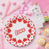 Retro Typografie "Liebe" Rote Valentinherzen Pappteller (Party)