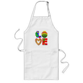 Retro Typografie, Liebe Weihnachten und Cookies Lange Schürze