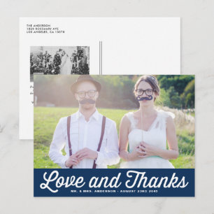 RETRO-TYPOGRAFIE MARINEHOCHZEIT-DANKE-POSTKARTE POSTKARTE