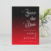 Retro Typografie Minimal Red Black Ombre Romantik Save The Date (Stehend Vorderseite)