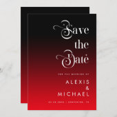 Retro Typografie Minimal Red Black Ombre Romantik Save The Date (Vorne/Hinten)