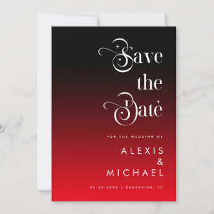 Retro Typografie Minimal Red Black Ombre Romantik Save The Date
