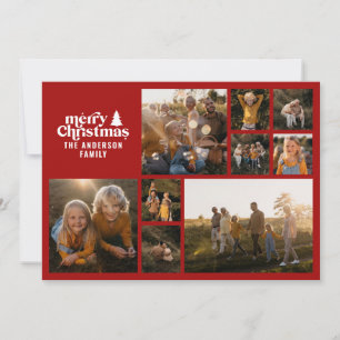 Retro-Typografie, modern, minimalrot, mit mehreren Feiertagskarte