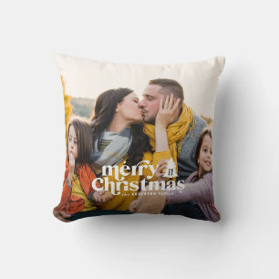 Retro-Typografie modernes Foto Urlaub Weihnachten Kissen