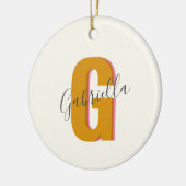 Retro Typografie Monogramm Anfangsname in Gelb Keramik Ornament (Links)