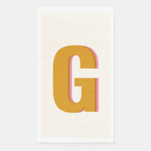 Retro Typografie Monogramm Custom Initial Yellow Serviette