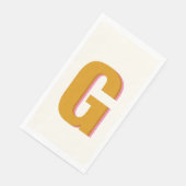 Retro Typografie Monogramm Custom Initial Yellow Serviette (Ecke)