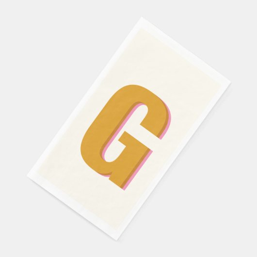 Retro Typografie Monogramm Custom Initial Yellow Serviette (Ecke)