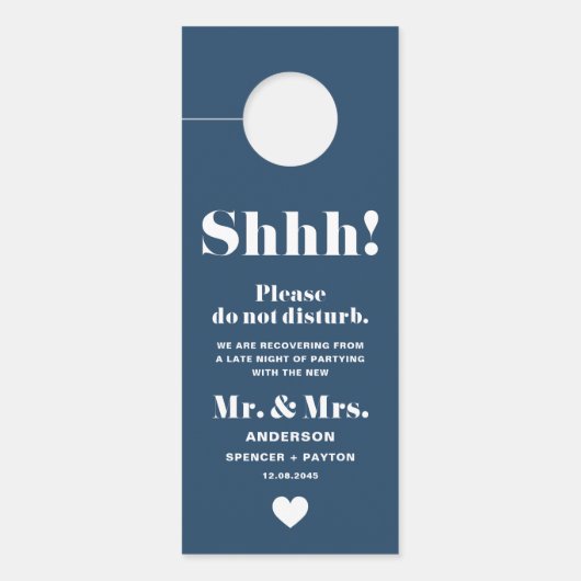 Retro Typografie Navy Blue stört Hochzeiten nicht Türanhänger (Vorderseite)
