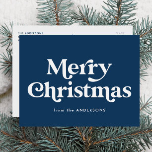 Retro-Typografie Navy Frohe Weihnachten Nicht-Foto