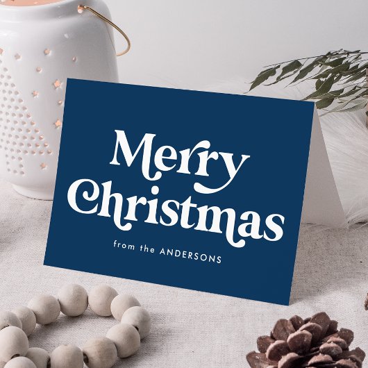 Retro Typografie Navy Frohe Weihnachten Non-Foto