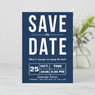 Retro-Typografie Navy Save-the-Date-Ankündigung Einladung