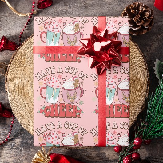 Retro Typografie, Niedlicher Holiday Cup of Cheer Geschenkpapier