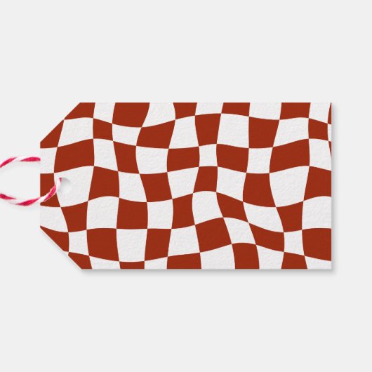 Retro Typografie Red & Gold Groovy Frohe Weihnacht Geschenkanhänger (Rückseite Horizontal)