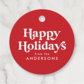 Retro Typografie Red Happy Holidays Geschenkanhänger (Vorderseite)